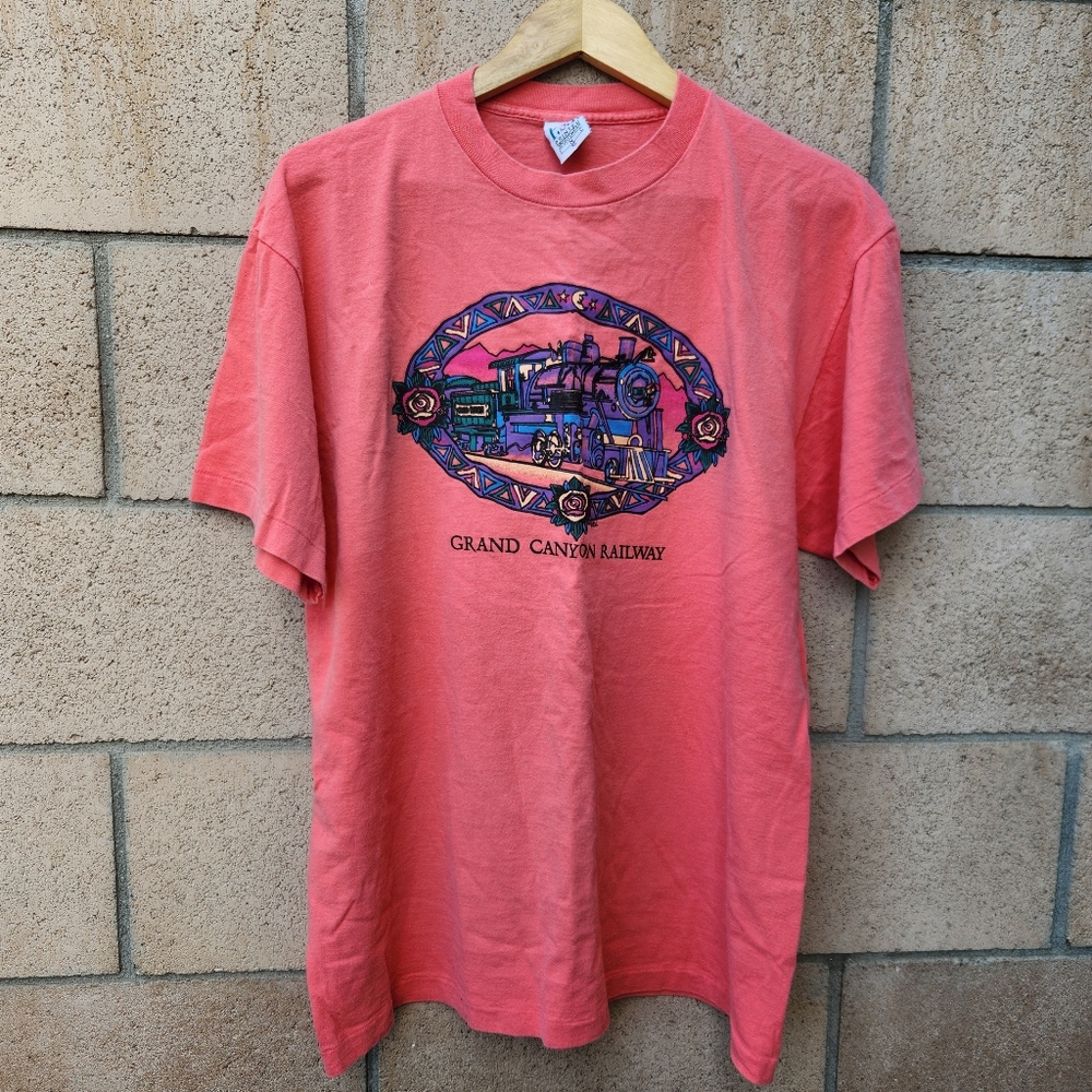Vintage P.S.I Grand Canyon Railway Single Stitch Graphic T-Shirt Size XL Melon